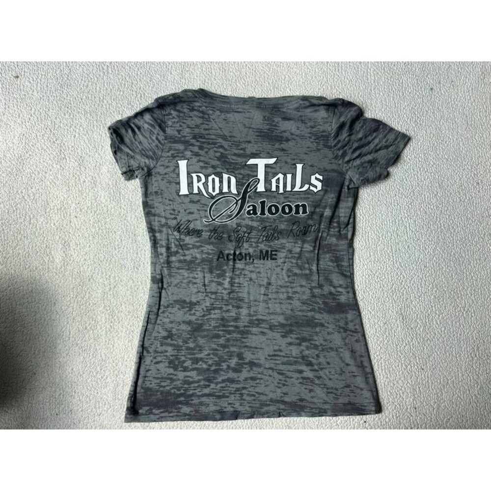 Next Level Iron Tails Saloon Grey & Black Graphic Shirt Womens Medium - Picture 3 of 7